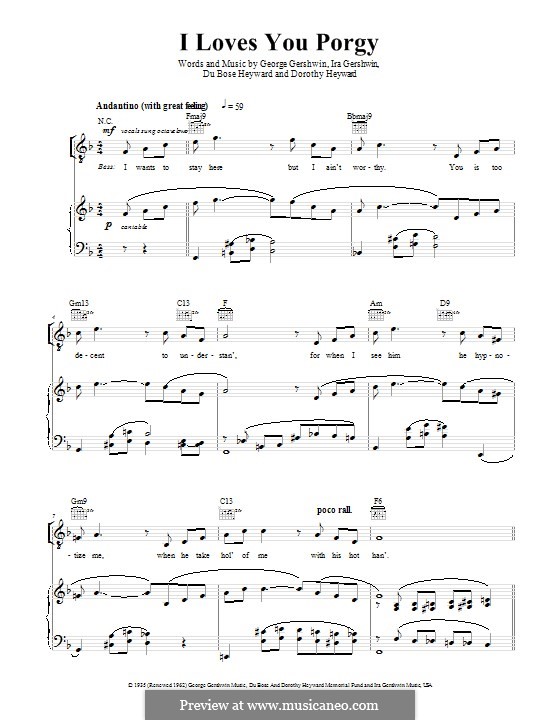 I Loves You, Porgy: Para vocais e piano (ou Guitarra) by George Gershwin
