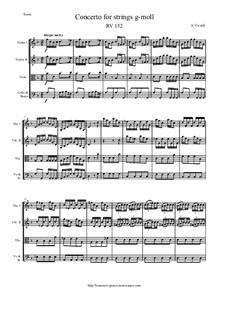 Concerto for Strings in G Minor, RV 152: Score and parts by Antonio Vivaldi