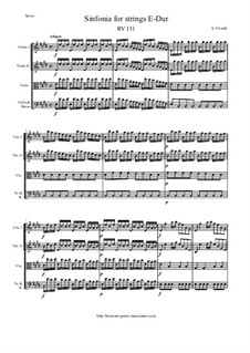 Sinfonia for Strings in E Major, RV 131: Score and parts by Antonio Vivaldi