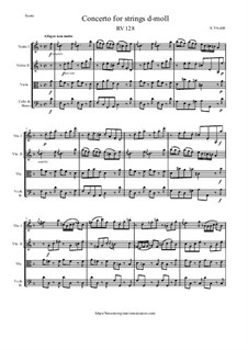 Concerto for Strings in D Minor, RV 128: Score and parts by Antonio Vivaldi
