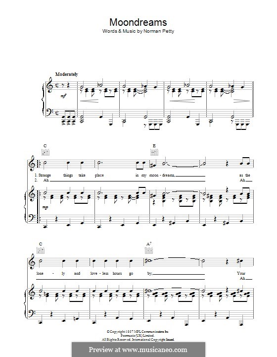 Moondreams (Buddy Holly): Para vocais e piano (ou Guitarra) by Norman Petty