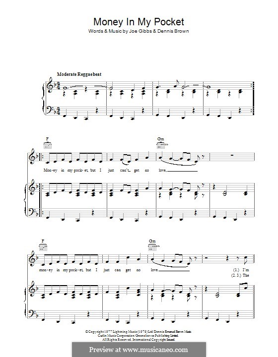 Money in My Pocket: Para vocais e piano (ou Guitarra) by Joseph Gibbs