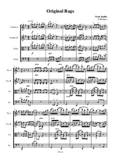 Original Rags: For string quartet – full score, Op.47 No.9 by Scott Joplin