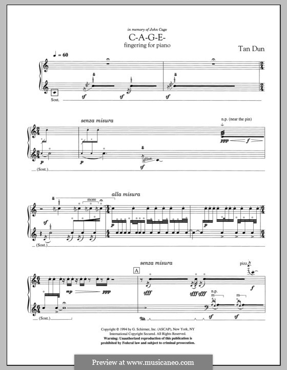 C-A-G-E-: Para Piano by Tan Dun