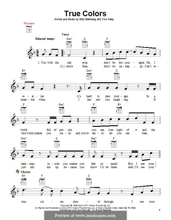 True Colors: para ukulele by Billy Steinberg, Tom Kelly