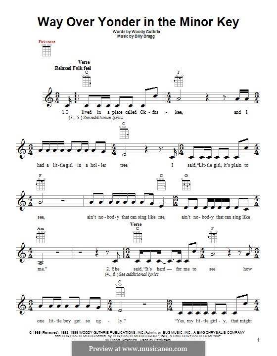 Way Over Yonder in the Minor Key: para ukulele by Billy Bragg