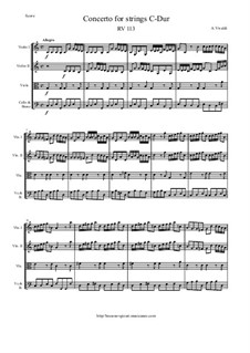 Concerto for Strings in C Major, RV 113: Score and parts by Antonio Vivaldi