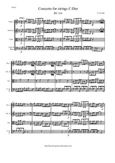 Concerto for Strings in C Major, RV 114: Score and parts by Antonio Vivaldi