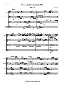 Concerto for Strings in D Major, RV 126: Score and parts by Antonio Vivaldi