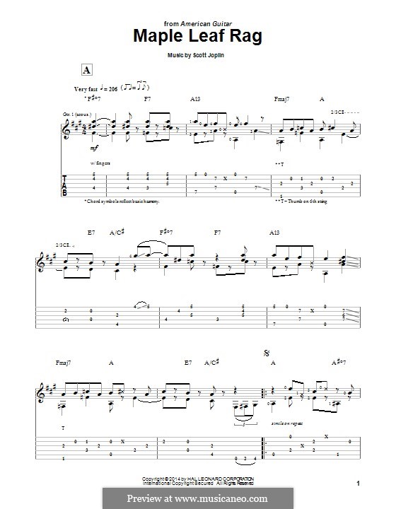 Maple Leaf Rag (Printable Scores): Para guitarra com guia by Scott Joplin