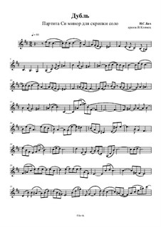 Partita for Violin No.1 in B Minor, BWV 1002: Double. Arrangement for string quartet – violin II part, Op.37 No.3 by Johann Sebastian Bach