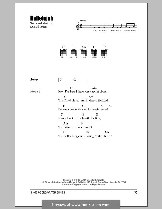 Vocal version: Letras e Acordes by Leonard Cohen