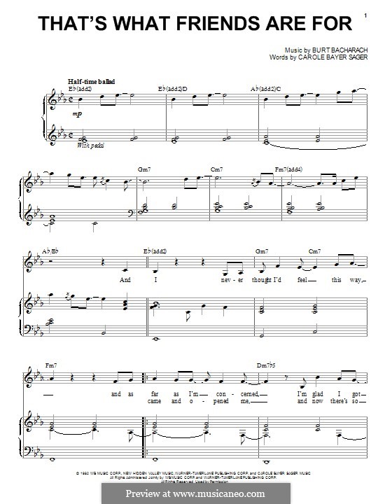 That's What Friends are for: For voice and piano (Dionne & Friends) by Burt Bacharach, Carole Bayer Sager