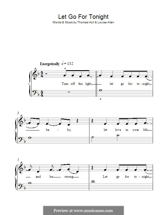 Let Go for Tonight (Foxes) por T. Hull, L. Allen Partituras on músicaNeo