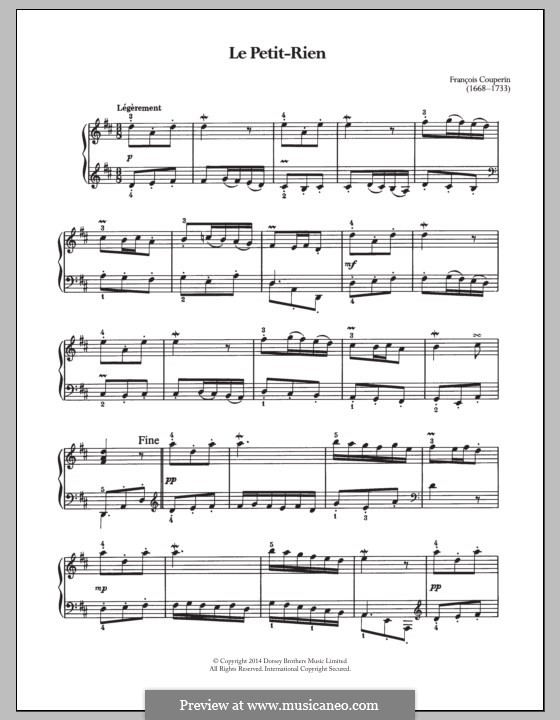 Suite No.18: No.4 Le Petit-Rien, transcription for piano by François Couperin