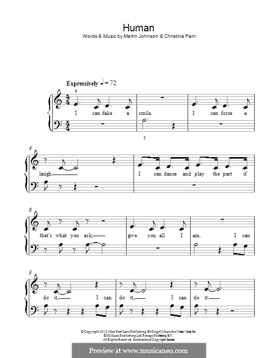 Human: Para Piano by Christina Perri, Martin Johnson