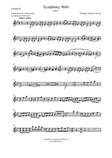 Movement I: para quarteto de cordas- parte II violino by Wolfgang Amadeus Mozart