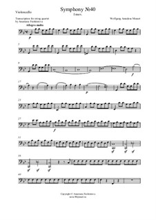 Movement I: para quarteto de cordas - violoncelo parte by Wolfgang Amadeus Mozart