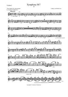 Movement II: Version for string quartet – violin I part by Ludwig van Beethoven