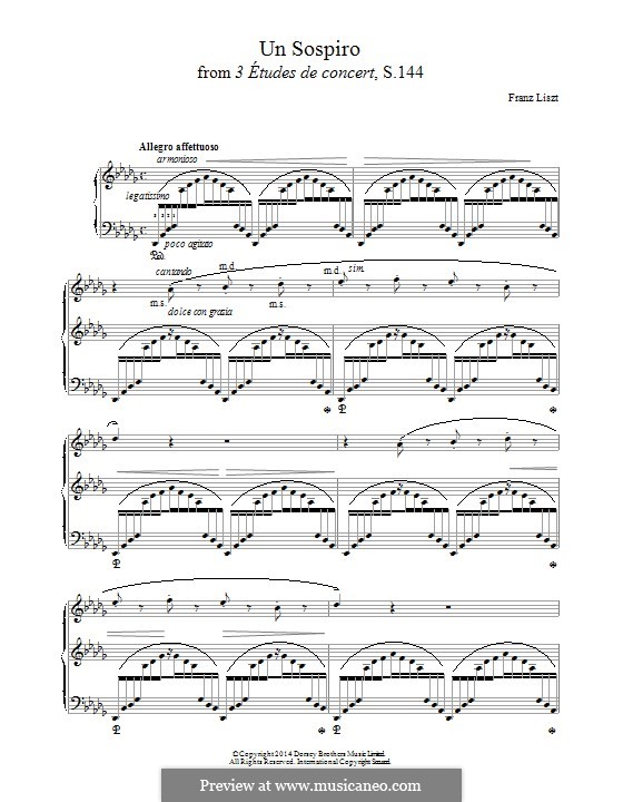 Three Concert Etudes, S.144: No.3 A Sigh by Franz Liszt