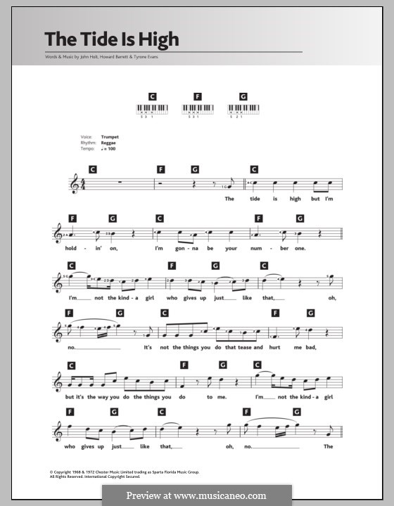 The Tide is High (Blondie): para teclado by Howard Barrett, John Holt, Tyrone Evans