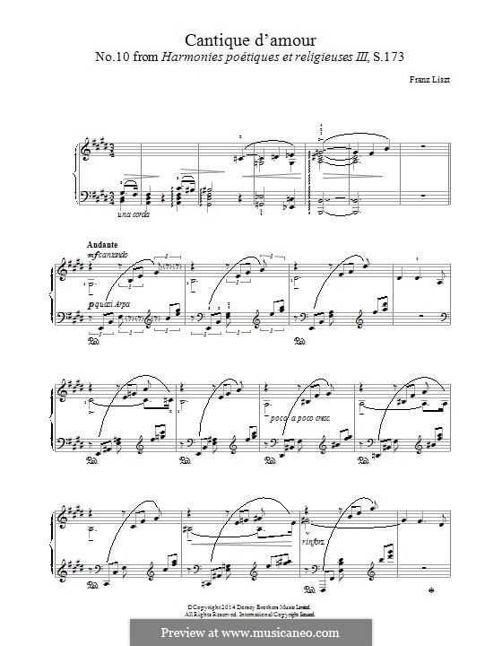 Harmonies poétiques et religieuses, S.173: No.10 Cantique d'amour by Franz Liszt