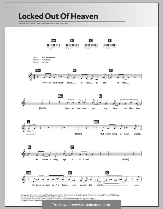 Locked Out of Heaven: para teclado by Ari Levine, Bruno Mars, Philip Lawrence