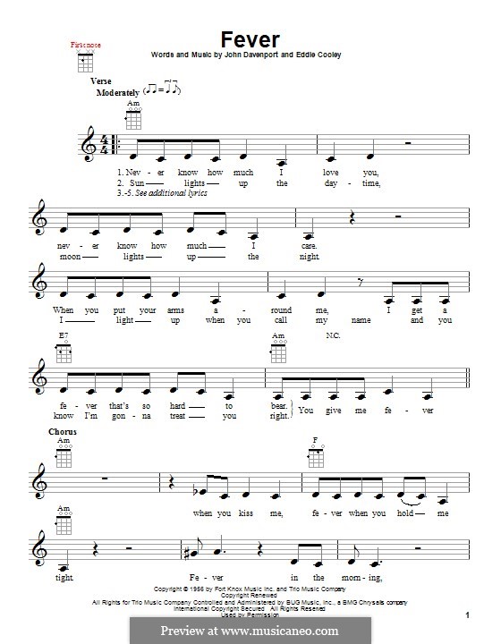 Fever: para ukulele by Eddie Cooley, John Davenport