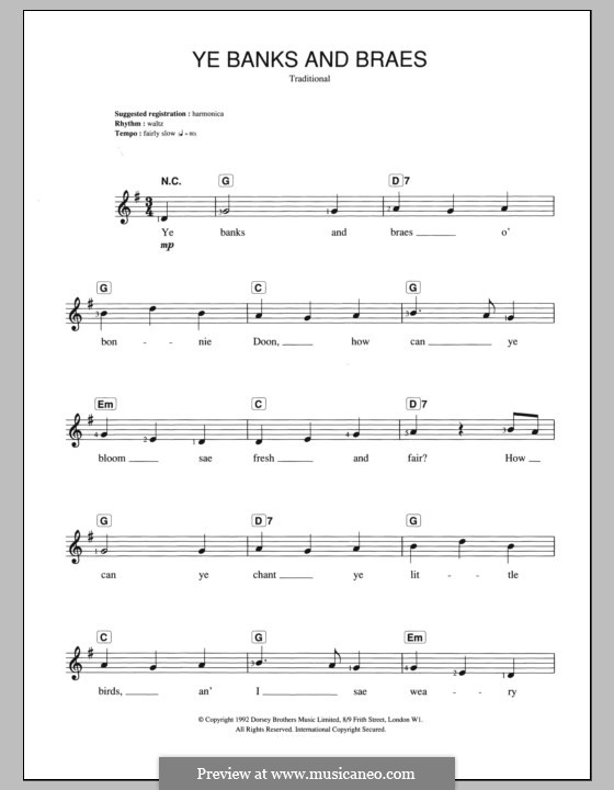 Ye Banks and Braes: para teclado by folklore