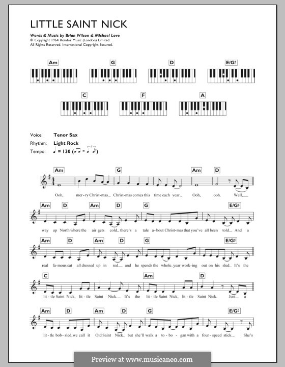 Little Saint Nick (The Beach Boys): para teclado by Brian Wilson, Mike Love
