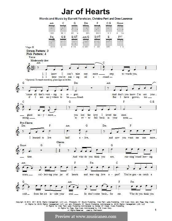 Jar of Hearts: Para Guitarra by Barrett Yeretsian, Christina Perri, Drew Lawrence