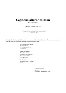 Capriccio after Dickinson (2010) for solo oboe, Op.872: Capriccio after Dickinson (2010) for solo oboe by Carson Cooman