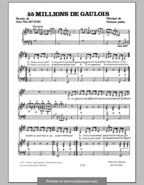 55,000,000 de Gaulois: Para vocais e piano by Unknown (works before 1850)