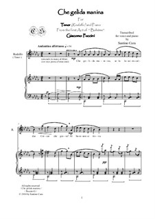 Che gelida manina: For tenor and piano, CSPG10 by Giacomo Puccini