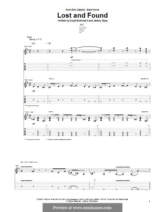 Lost and Found (Eric Clapton): Para Guitarra by Doyle Bramhall, Jeremy Stacy