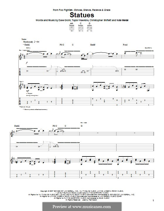 Statues (Foo Fighters): Para guitarra com guia by Christopher Shiflett, David Grohl, Nate Mendel, Taylor Hawkins