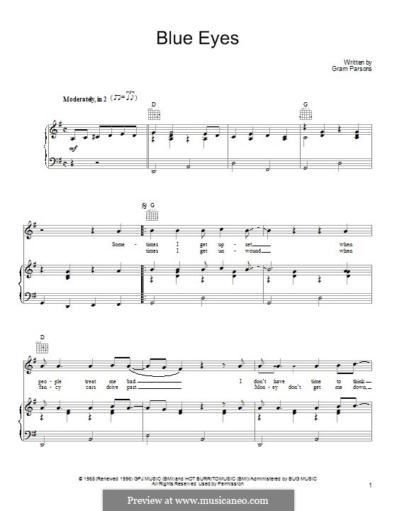 Blue Eyes: Para vocais e piano (ou Guitarra) by Gram Parsons