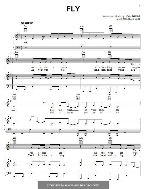 Fly (Hilary Duff): Para vocais e piano (ou Guitarra) by John M Shanks, Kara DioGuardi