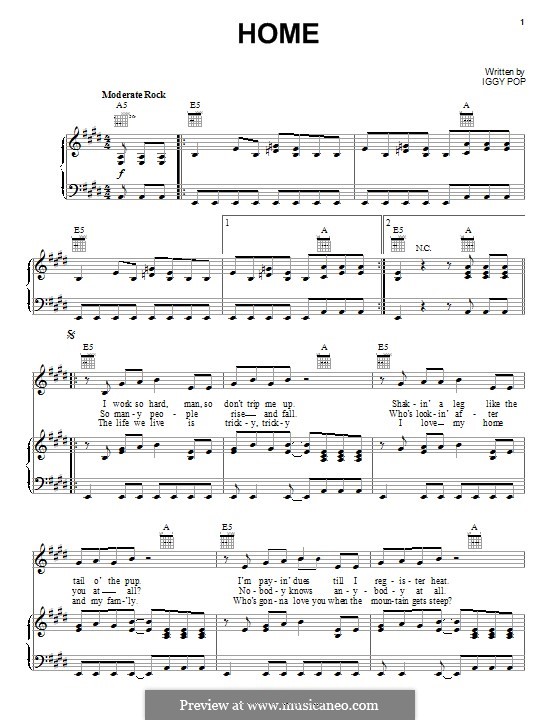 Home: Para vocais e piano (ou Guitarra) by Iggy Pop