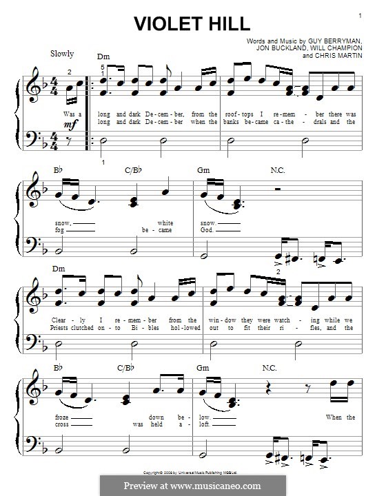 Violet Hill (Coldplay): Para Piano by Chris Martin, Guy Berryman, Jonny Buckland, Will Champion