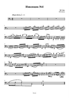 No.4 in D Minor, BWV 775: para quarteto de cordas - violoncelo parte, Op.50 No.6 by Johann Sebastian Bach