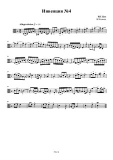 No.4 in D Minor, BWV 775: para quarteto de cordas - parte viola, Op.50 No.6 by Johann Sebastian Bach