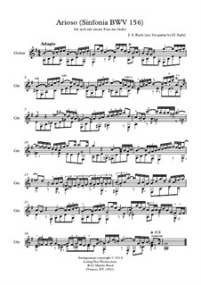 Ich steh mit einem Fuss im Grabe, BWV 156: Arioso, for guitar by Johann Sebastian Bach