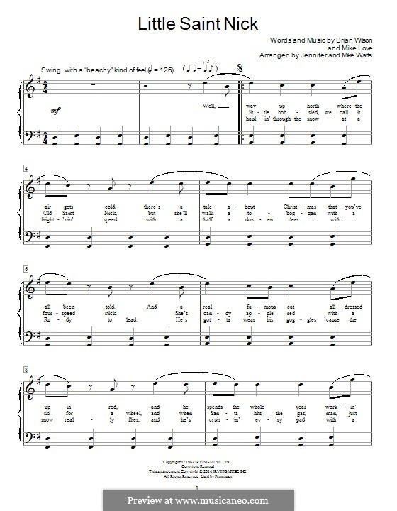 Little Saint Nick (The Beach Boys): Para Piano by Brian Wilson, Mike Love