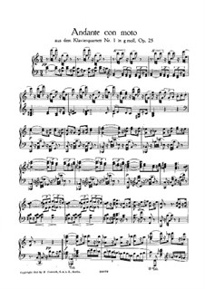 Piano Quartet No.1 in G Minor, Op.25: Movement III (Fragment). Version for piano by Johannes Brahms