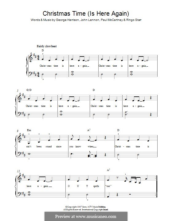 Christmas Time (Is Here Again): Para Piano by George Harrison, John Lennon, Paul McCartney, Ringo Starr