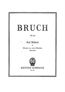 Kol Nidrei, Op.47: arranjo para piano by Max Bruch