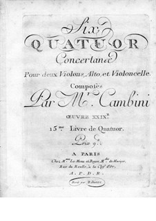 Six String Quartets, Op.29: violino parte II by Giuseppe Maria Cambini