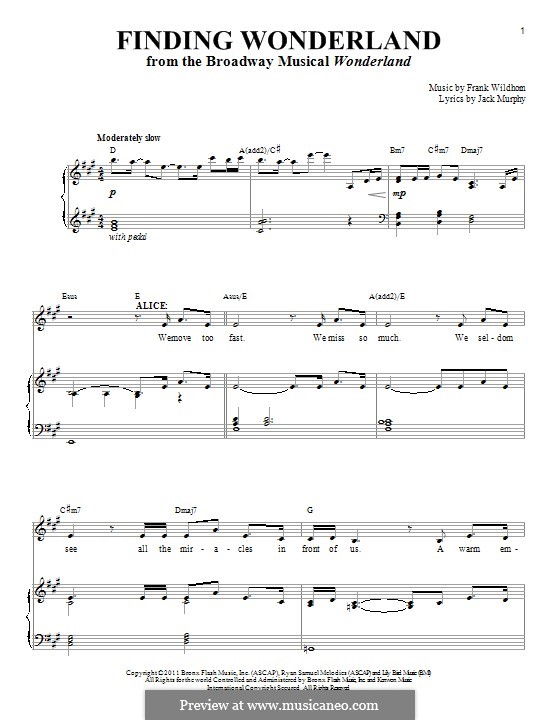 Finding Wonderland: Para vocais e piano by Frank Wildhorn