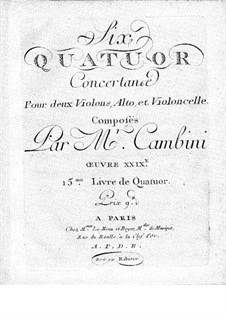 Six String Quartets, Op.29: parte viola by Giuseppe Maria Cambini